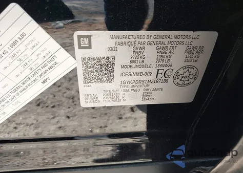 2021 Cadillac Xt6 Awd Premium Luxury from USA, damaged, VIN 1GYKPDRS1MZ197188